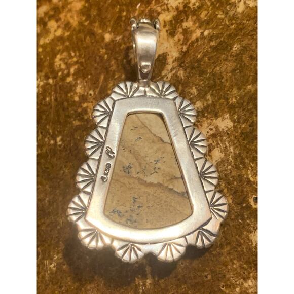 Carolyn Pollack Pendant Sterling Silver, Jasper and Smoky Quartz Southwestern - Picture 7 of 8